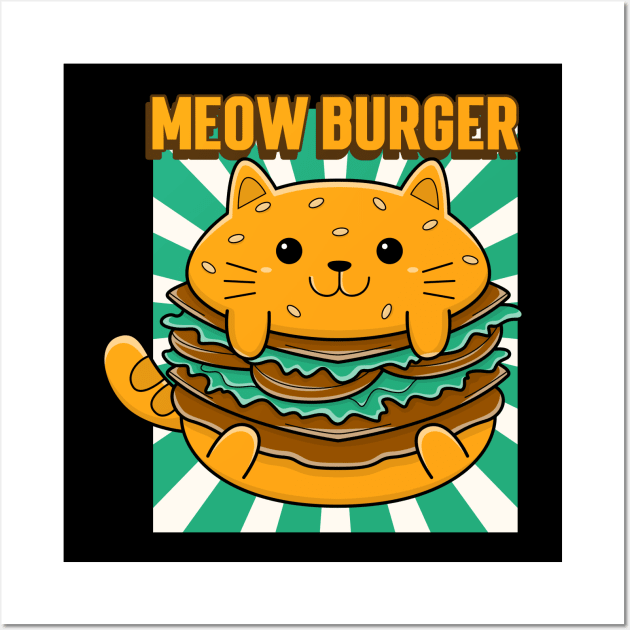 Meow burger Wall Art by Meow Meow Cat